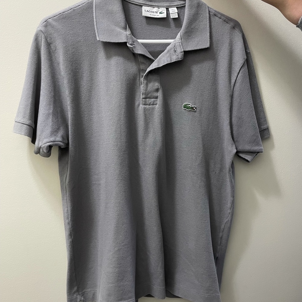 Lacoste polo t-shirt, gray, size medium, gently used